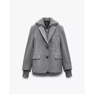NEW, Rag & Bone Frank Knit Combo Blazer in Gray Size 8 #SJ2080